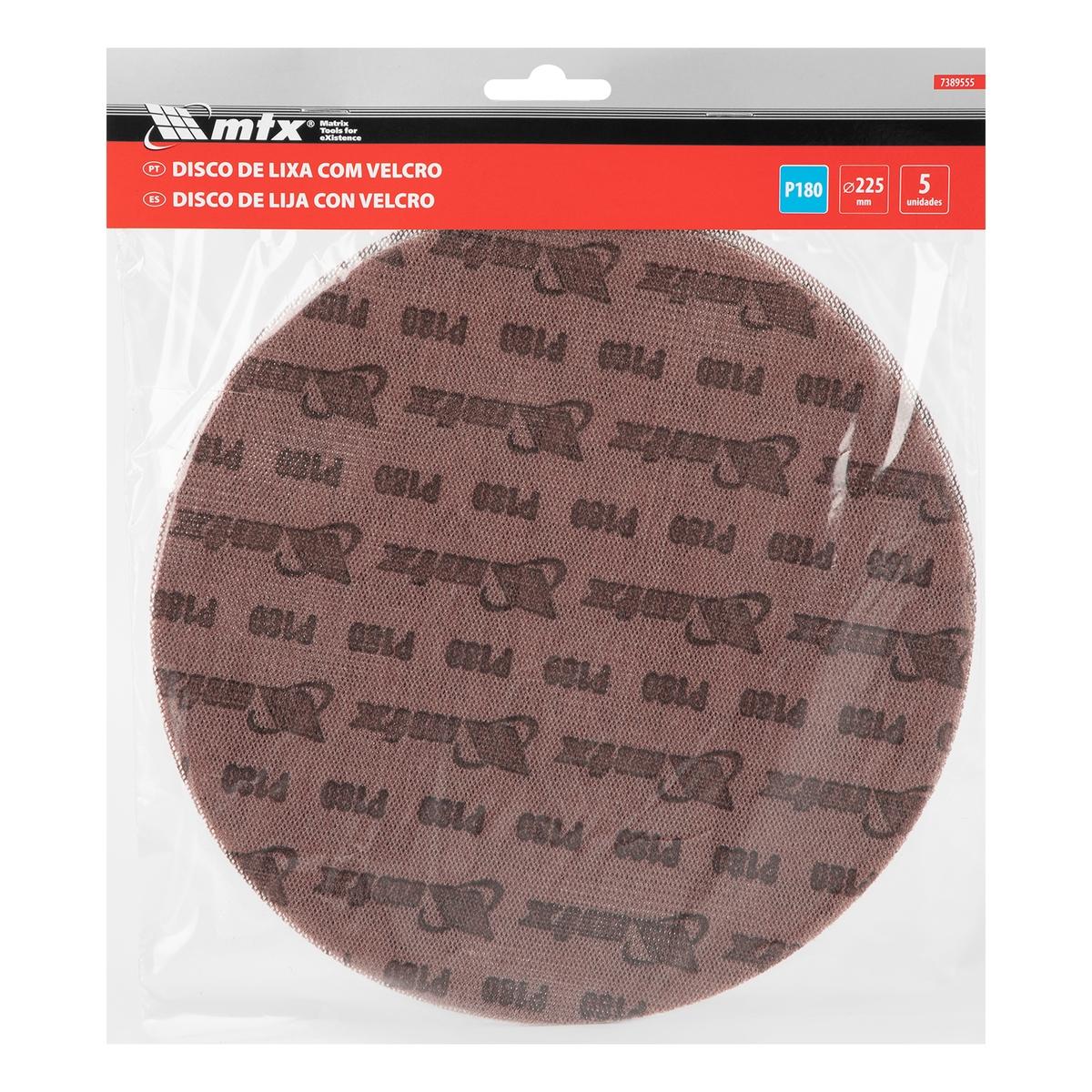 Disco de Lixa Telado com Velcro para Parede e Teto Grão 180 Diâmetro 225mm 5 Peças - Lixamento Eficiente