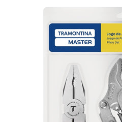Kit 10'' Alicate Pressão 8'' Universal 6'' Bico Meia Cana 3 Peças Tramontina MASTER