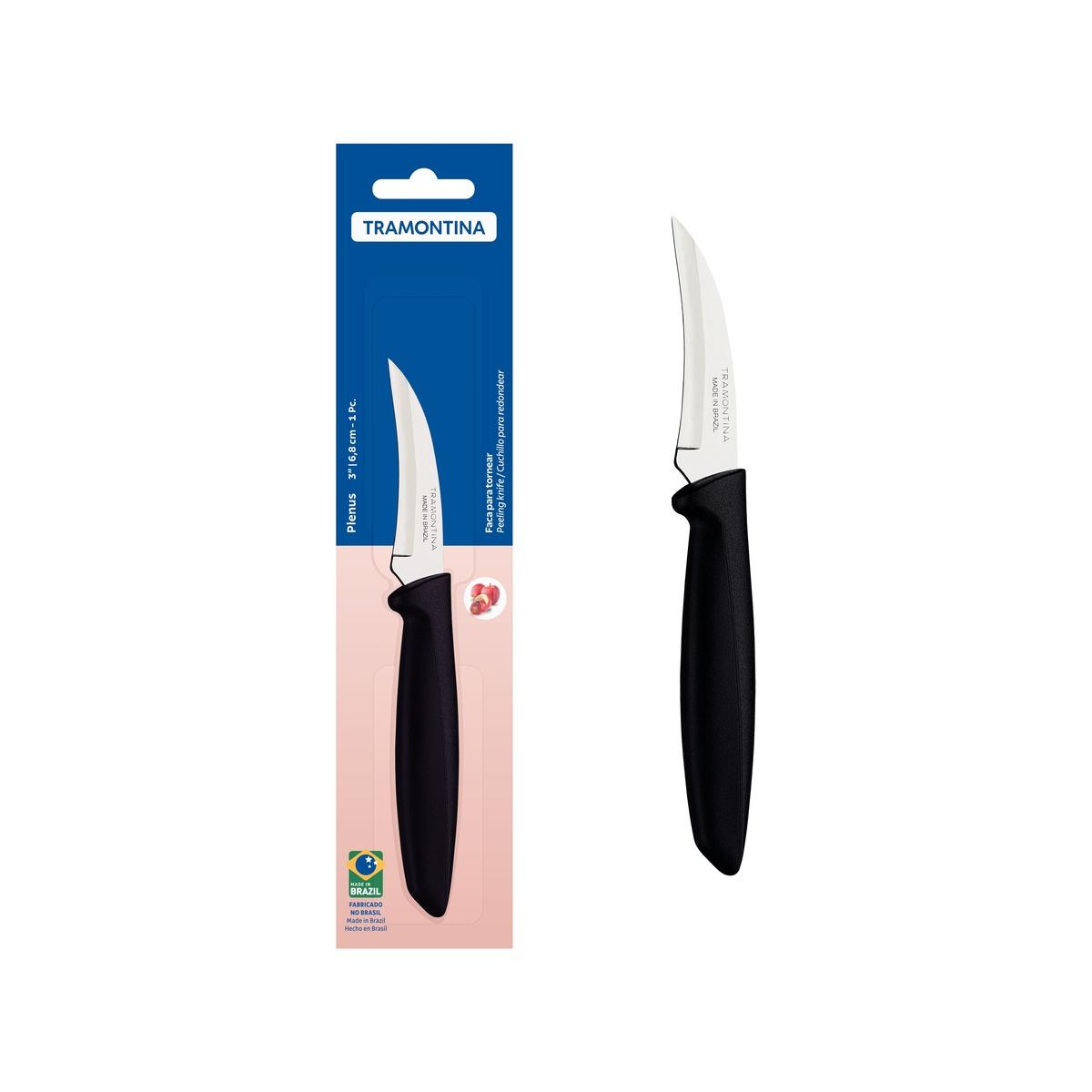 Faca Para Tornear Tramontina Plenus 3 Polegadas Lâmina Aço Inox Cabo Polipropileno Preto Cozinha