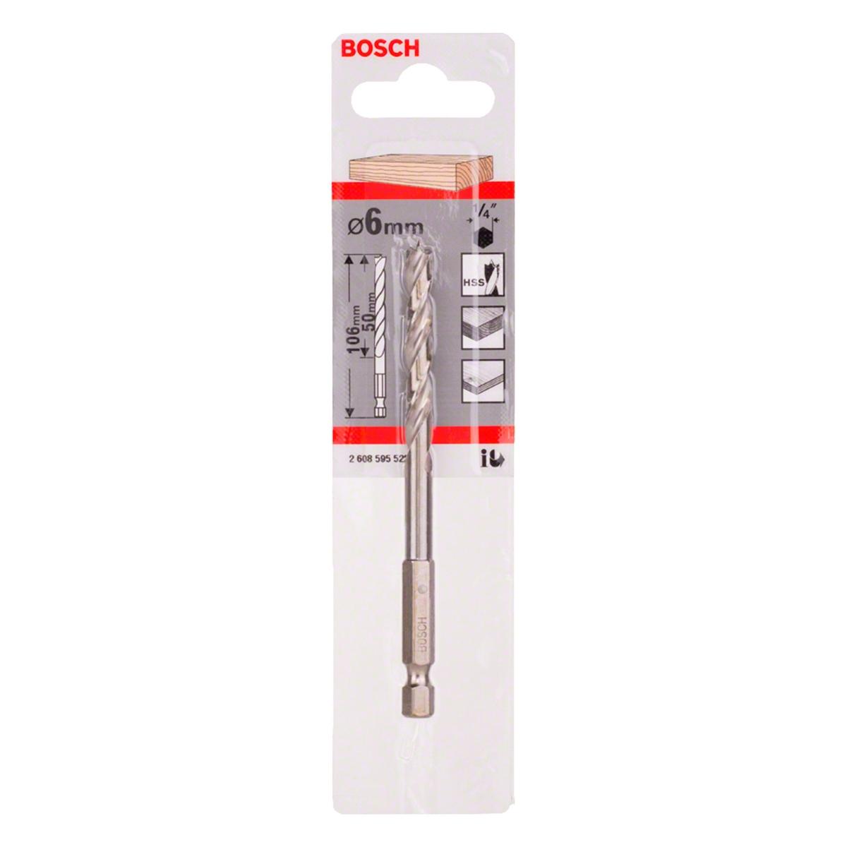 Broca Para Madeira Bosch 3 Pontas 6mm (Encaixe 1/4'')