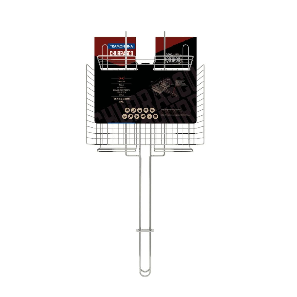Grelha Multiuso Tramontina Churrasco Aço Inox 70,2 x 31,5 Cm Para Carnes E Legumes