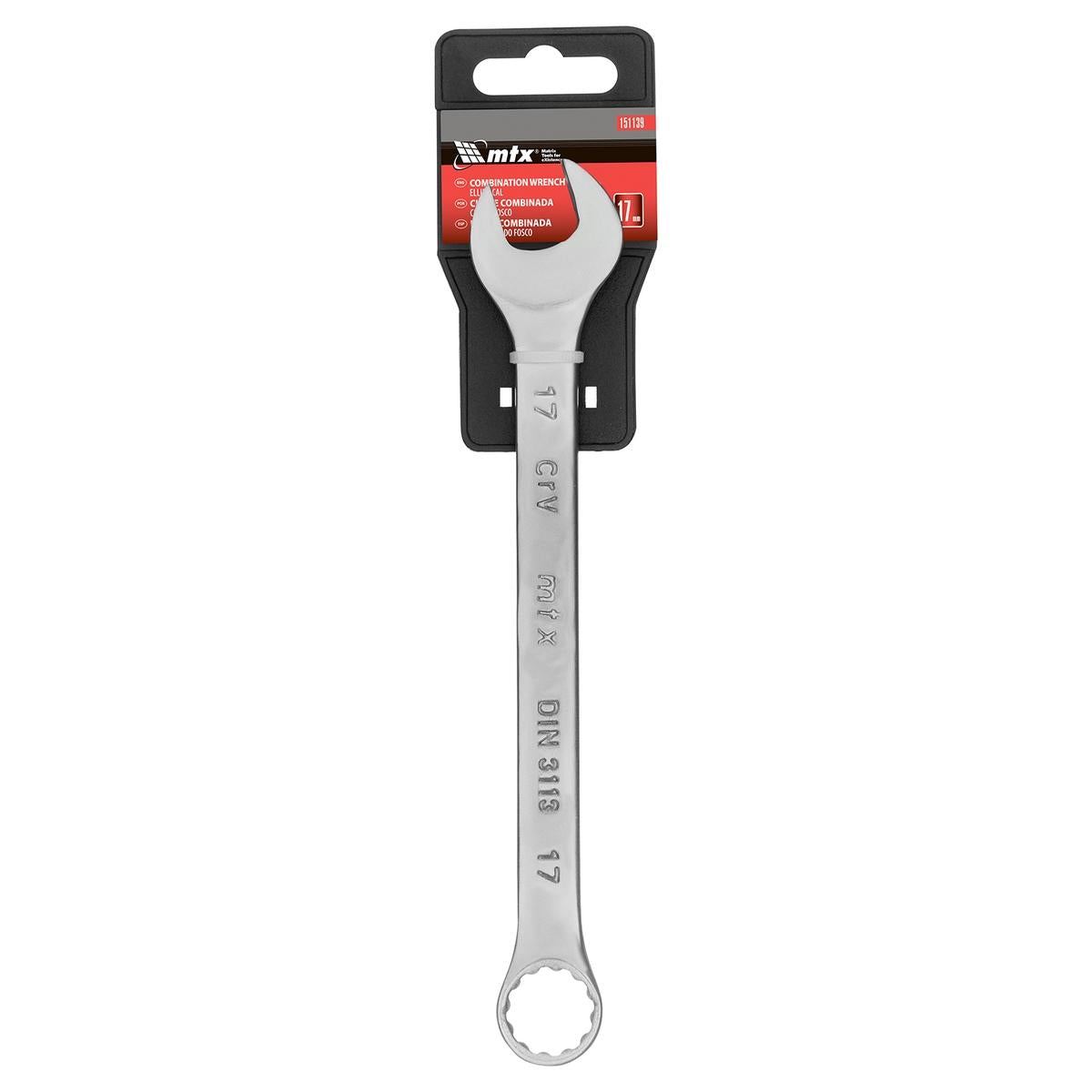Chave Combinada 17mm CrV Cromo Fosco 45 HRC 15° MTX 151139 Durável e Precisa