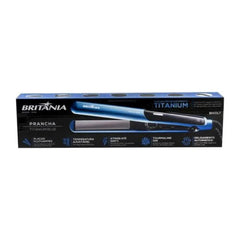 Prancha Titanium Blue Britânia Com Cordão Giratório 360° Luz Indicadora Temperatura Ajustável Bivolt
