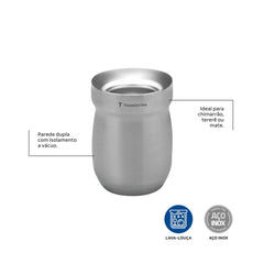 Cuia Térmica Tramontina Exata Aço Inox 240 ml Parede Dupla Isolamento A Vácuo Conserva Temperatura