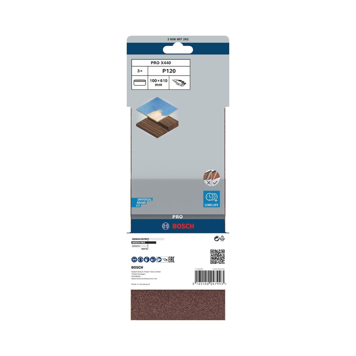 Cinta De Lixa Bosch Pro X440 100X610mm Grano 120 3Un