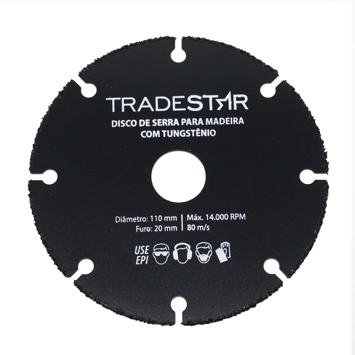 Disco Tungstenio 110 mm para Madeira Furo 20 mm Tradestar