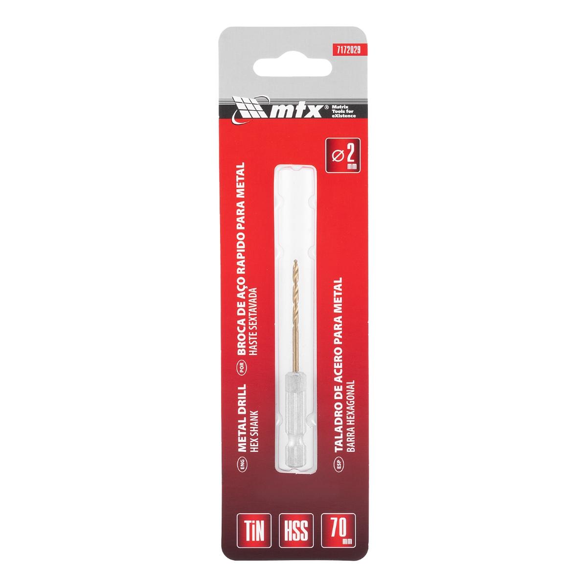 Broca Aço Rápido 2 Mm Nitreto De Titânio Haste Sextavada 6 Mm Mtx Profissional