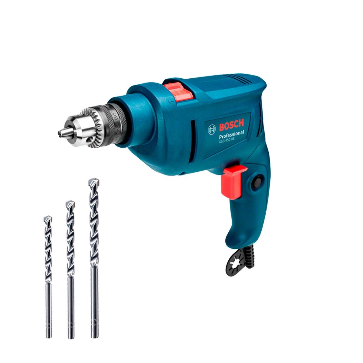 Furadeira De Impacto Bosch Gsb 450 Re 450W 220V Com 3 Brocas