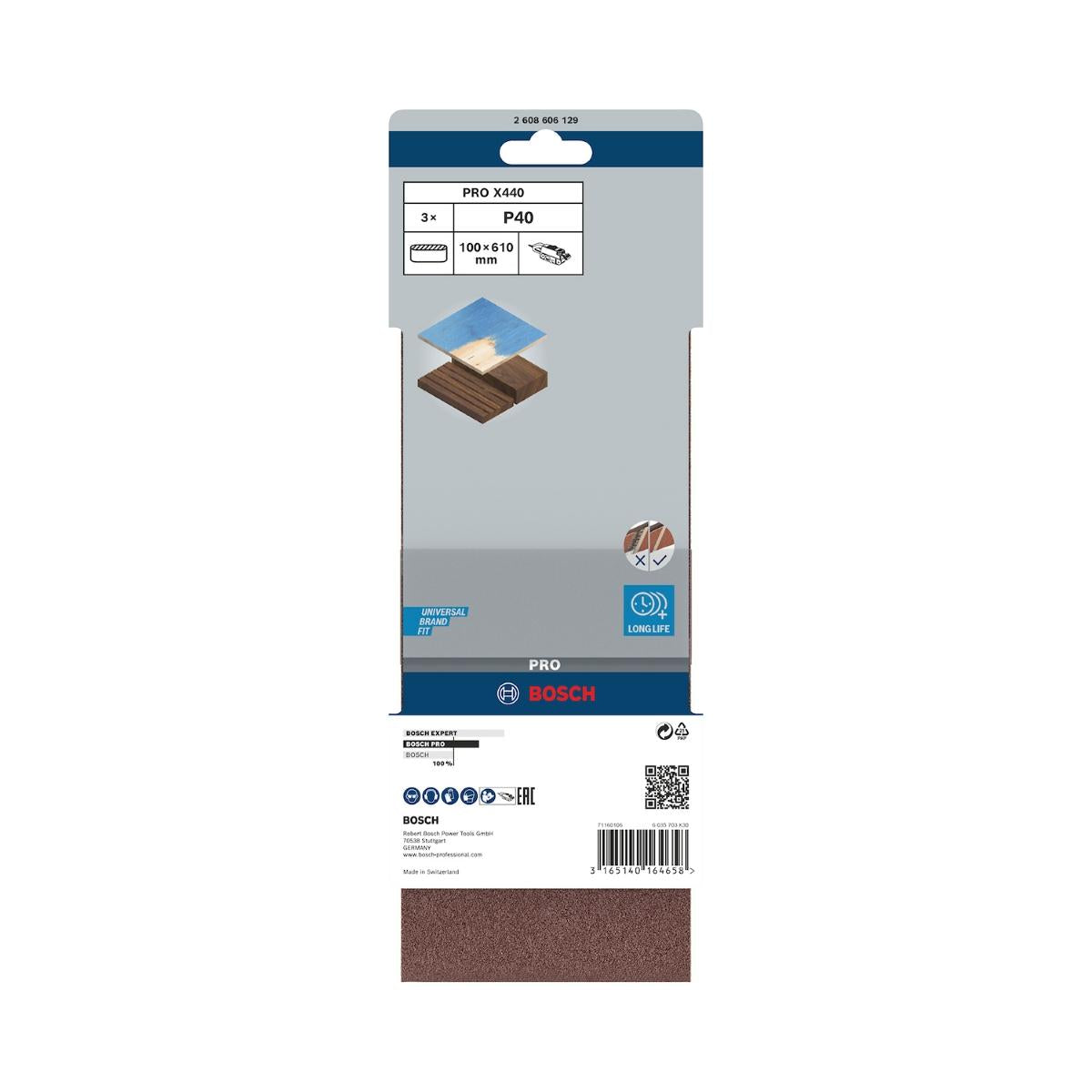 Cinta De Lixa Bosch Pro X440 100X610mm Grano 40 3Un