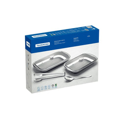 Kit Para Assar E Servir Tramontina Cosmos 4 Peças Aço Inox Fosco Com Tampa De Vidro
