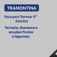 Faca Para Tornear Tramontina Solutta 3 Polegadas Lâmina Aço Inox Cabo Policarbonato Fibra Vidro