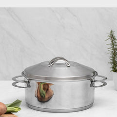 Caçarola Tramontina Solar Fundo Triplo Aço Inox 28 cm 8,4 L Tampa Inclusa Indução Forno 260°C