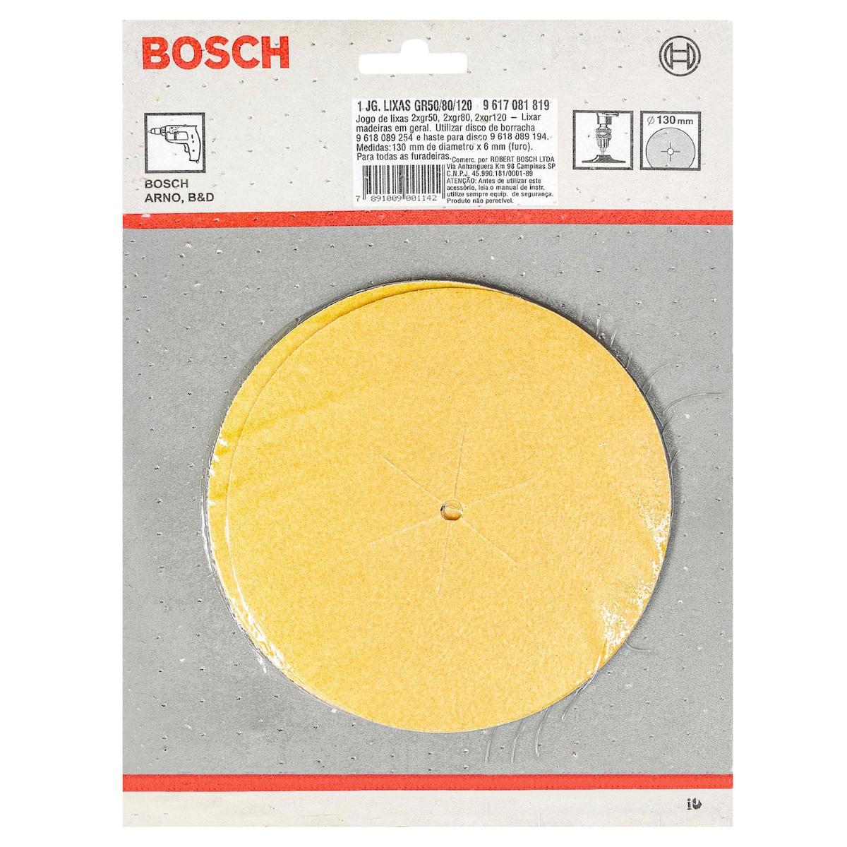 Jogo De Lixas Para Prato De Borracha Bosch G50/80/120
