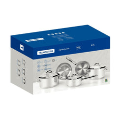 Jogo De Panelas Tramontina Solar Aço Inox Fundo Triplo 5 Peças Indução
