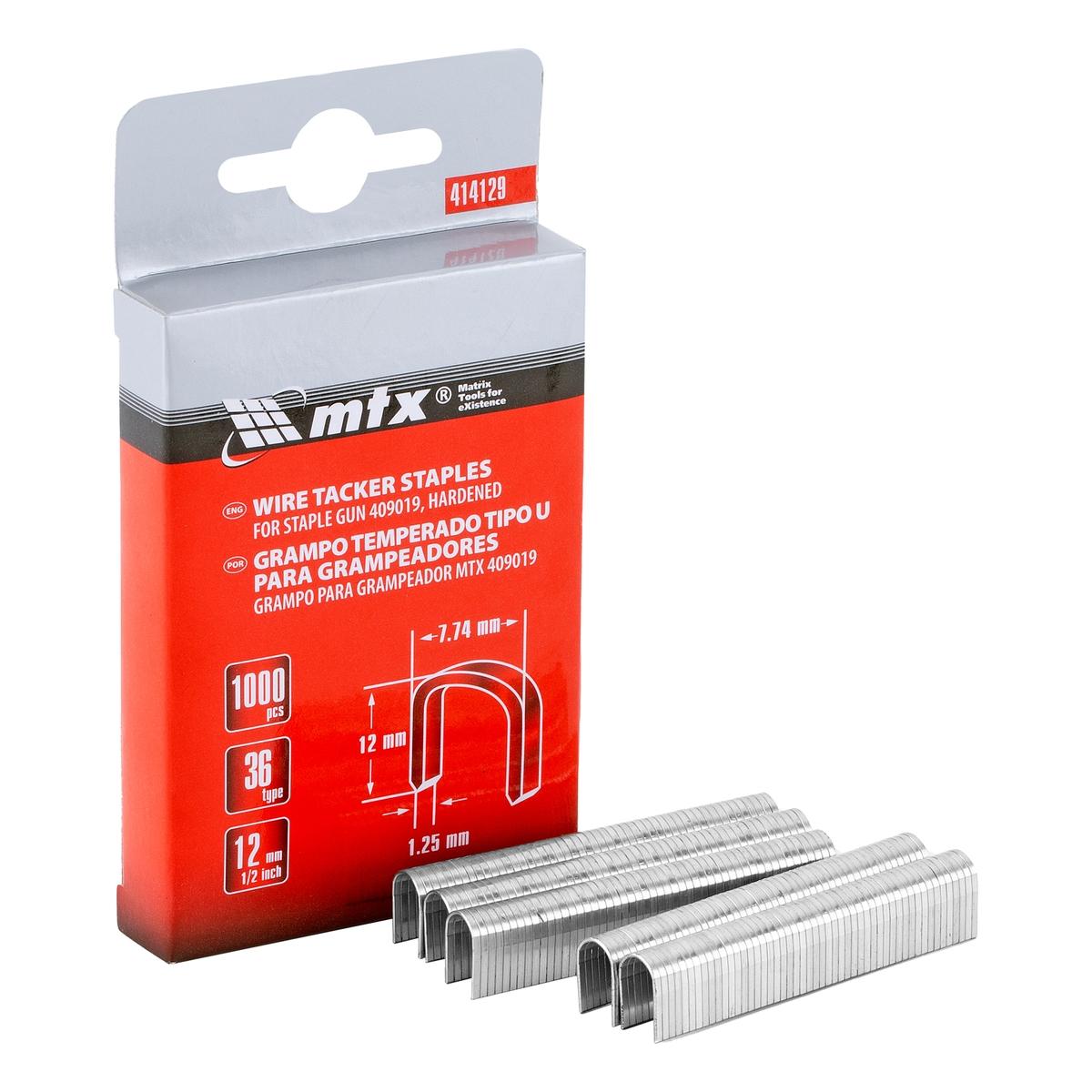 Grampos Temperados 12mm Tipo 36U 1000pçs MTX Master Fixação Segura e Durável