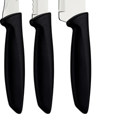 Jogo De Facas Tramontina Plenus 07 Peças Aço Inox Cabos Preto Resistente Para Cozinha Profissional