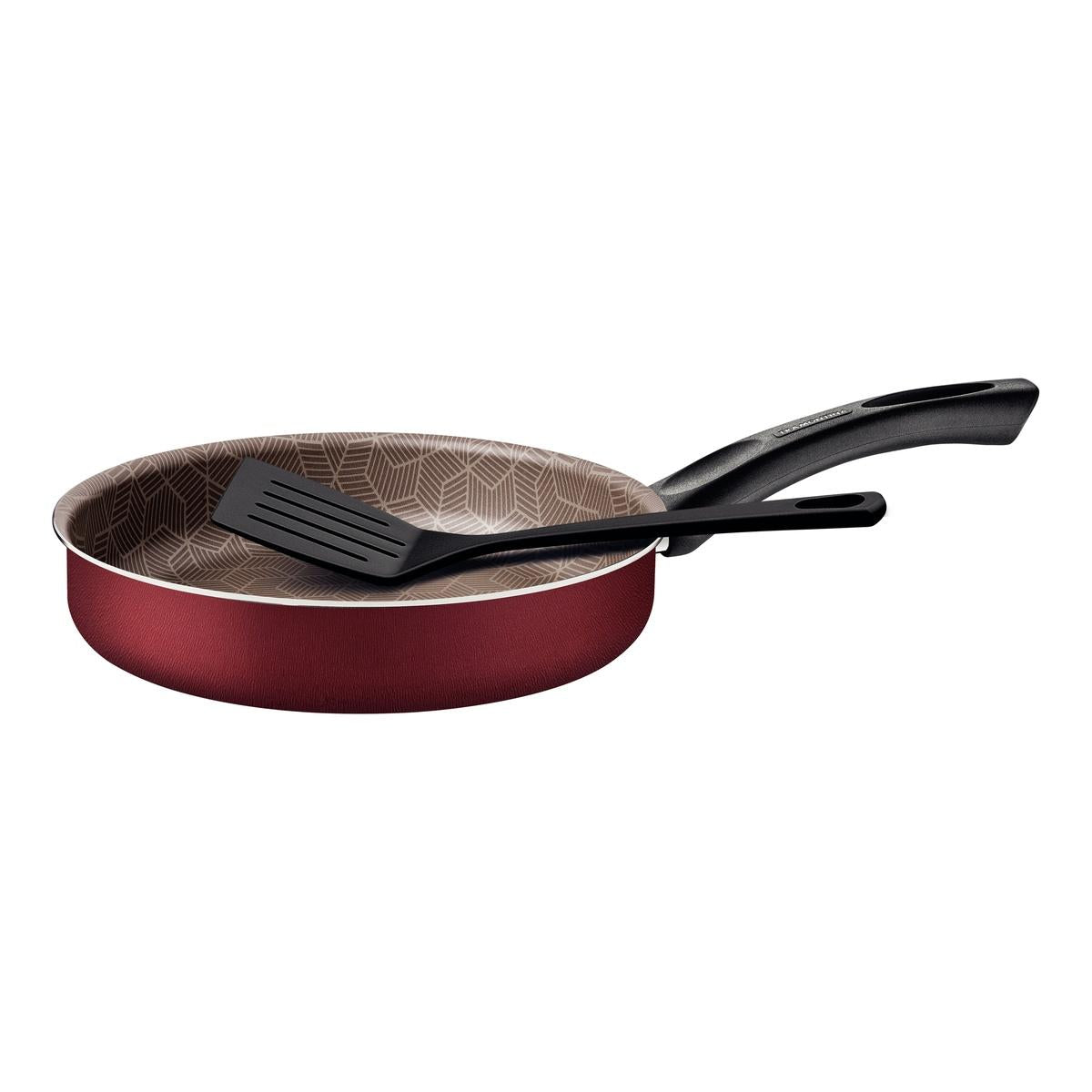 Frigideira Reta Tramontina Paris 24 Cm 2 L Vermelha Antiaderente Com Espátula De Nylon