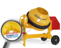 Betoneira 400L Rental Max Com Motor Gasolina Honda 5,5Hp Gx160 Com Roda Maciça Menegotti