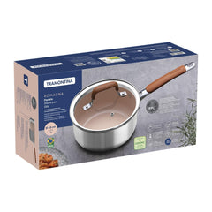 Panela Tramontina Romagna Aço Inox E Alumínio Revestimento Cerâmico Marfim 18 cm 2,25 L Indução