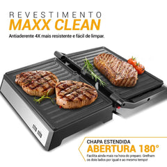 Grill PGR32 Philco Com Chapa Estendida Abertura 180° Revestimento Antiaderente 220V