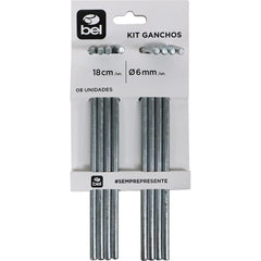 Kit 8 Ganchos Espeques Multiuso Bel 18cm Aço Galvanizado Camping