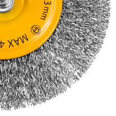 Escova Circular Polimento Inox 100mm Haste 1/4 (6mm) Fios 0,3mm Remoção Rebarbas