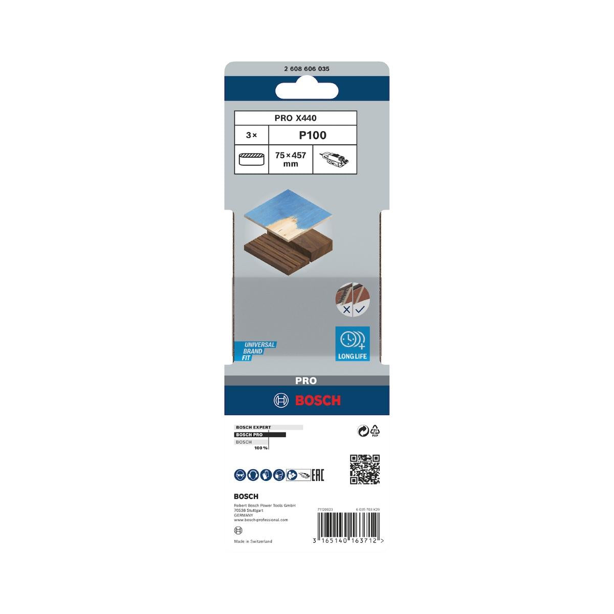 Cinta De Lixa Bosch Pro X440 75X457mm Grano 100 3Un