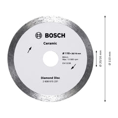 Disco Diamantado Bosch Ceramic Continuo 110X20/16X8mm