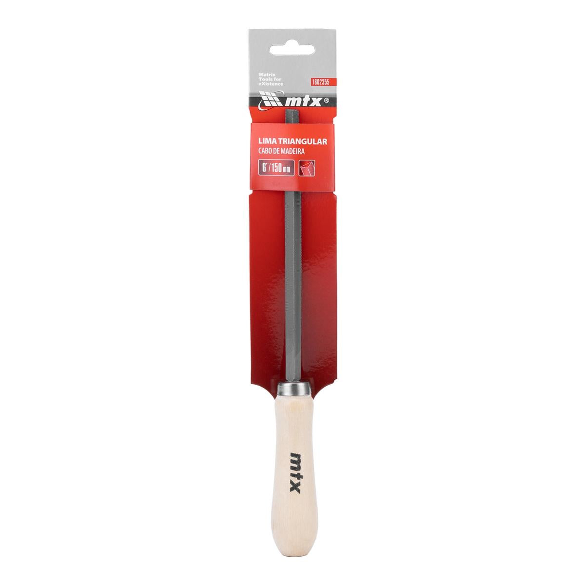 Lima Triangular 150 mm 6” Cabo Madeira Aço Carbono Precisão MTX 1602355