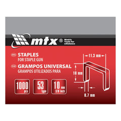 Grampos para Grampeador Tipo 53 10mm 1000 Pcs Aço Galvanizado MTX 411209