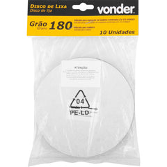 Disco Lixa Costado Pluma 150mm G180 10 peças LCV375 Vonder