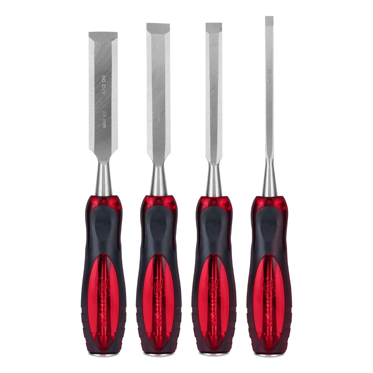 Jogo de Formões 6-12-18-24mm 4PCS Aço CrV 60HRC Formões para Madeira MTX 244329