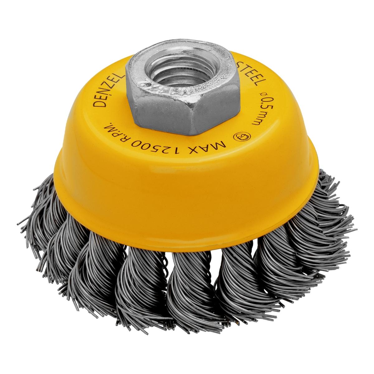 Escova Tipo Copo Rosca M14 Inox 0,5mm Fios Torcidos Limpeza Acabamento