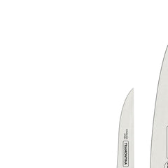 Jogo De Facas Tramontina Premium 3 Peças Aço Inox E Polipropileno Branco Com Chaira