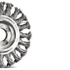 Escova Circular Arame Entrançado 4.1/2''x1/2'' 20 Tranças 0.5mm Tramontina PRO para Desbaste e Acabamento