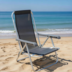 Cadeira Lazy Reclinável 4 Posições Alumínio Azul Marinho Bel