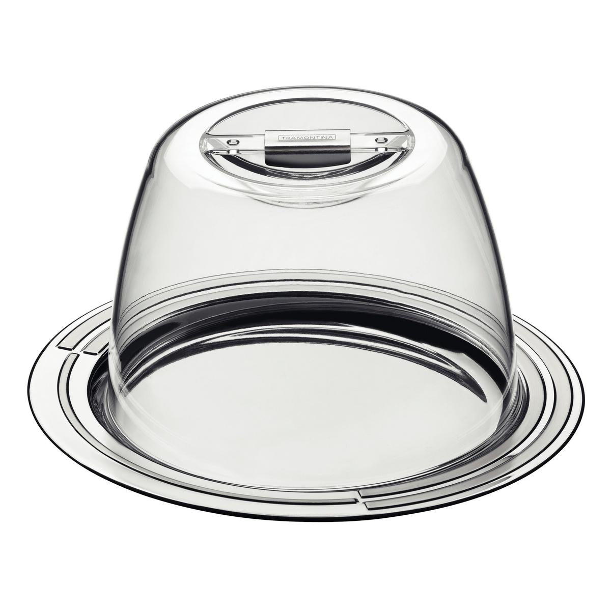 Porta Queijo Tramontina Ciclo Em Aço Inox 20 cm Com Tampa Poliestireno De Alta Resistência Elegante