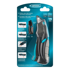 Estilete Retrátil 19mm 5 Lâminas Aço Sk-2 Cabo Tripla Injeção Mecanismo Automático