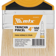 Trincha Pincel 4'' Verniz Cerdas Brancas Cabo 2 Componentes MTX Profissional