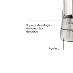 Moedor De Sal Ou Pimenta Tramontina 110g Aço Inox Cerâmica Linha Realce