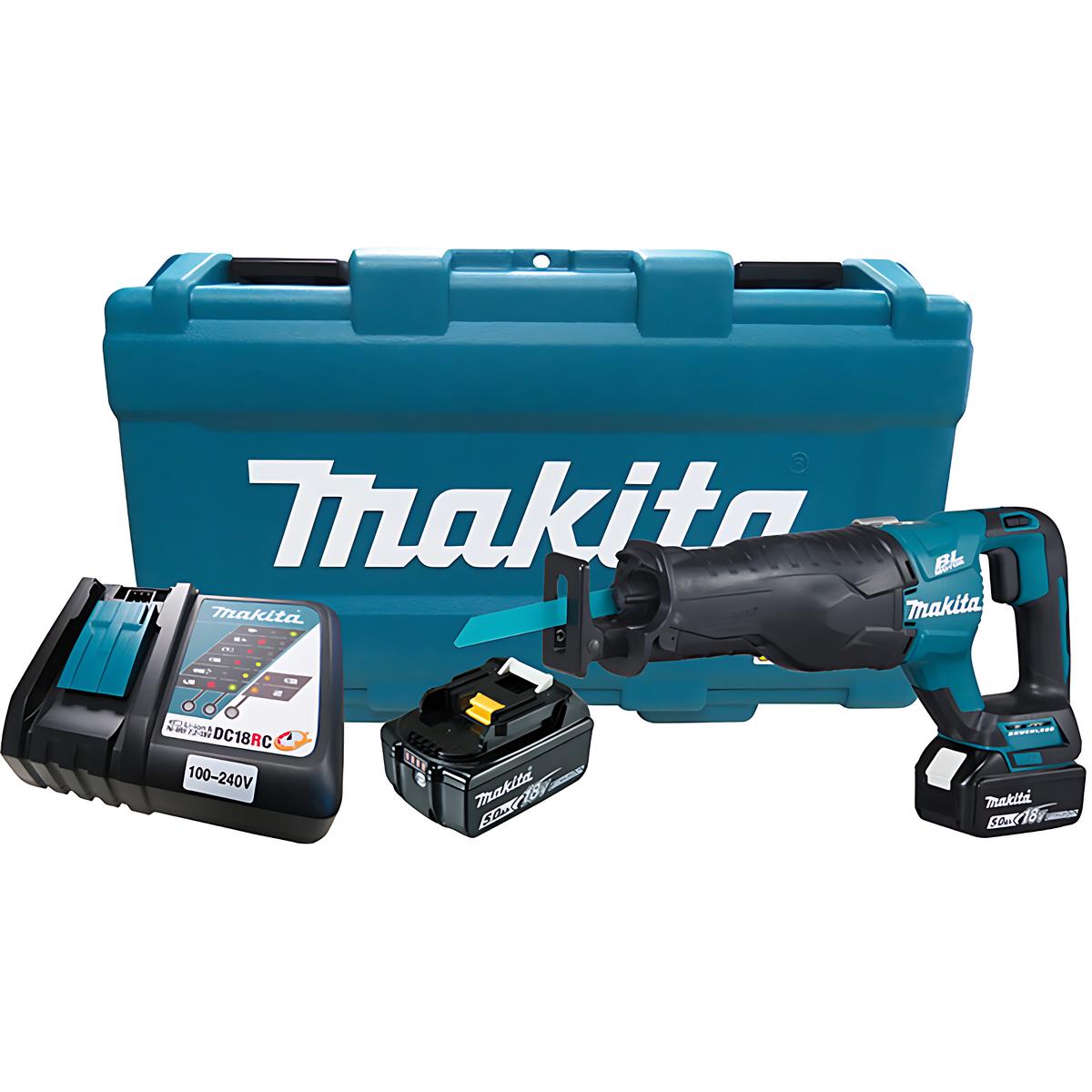 Serra Sabre Sem Fio 18V Portátil Com Resistência Água 2 Baterias Carregador Maleta DJR187RTE Makita
