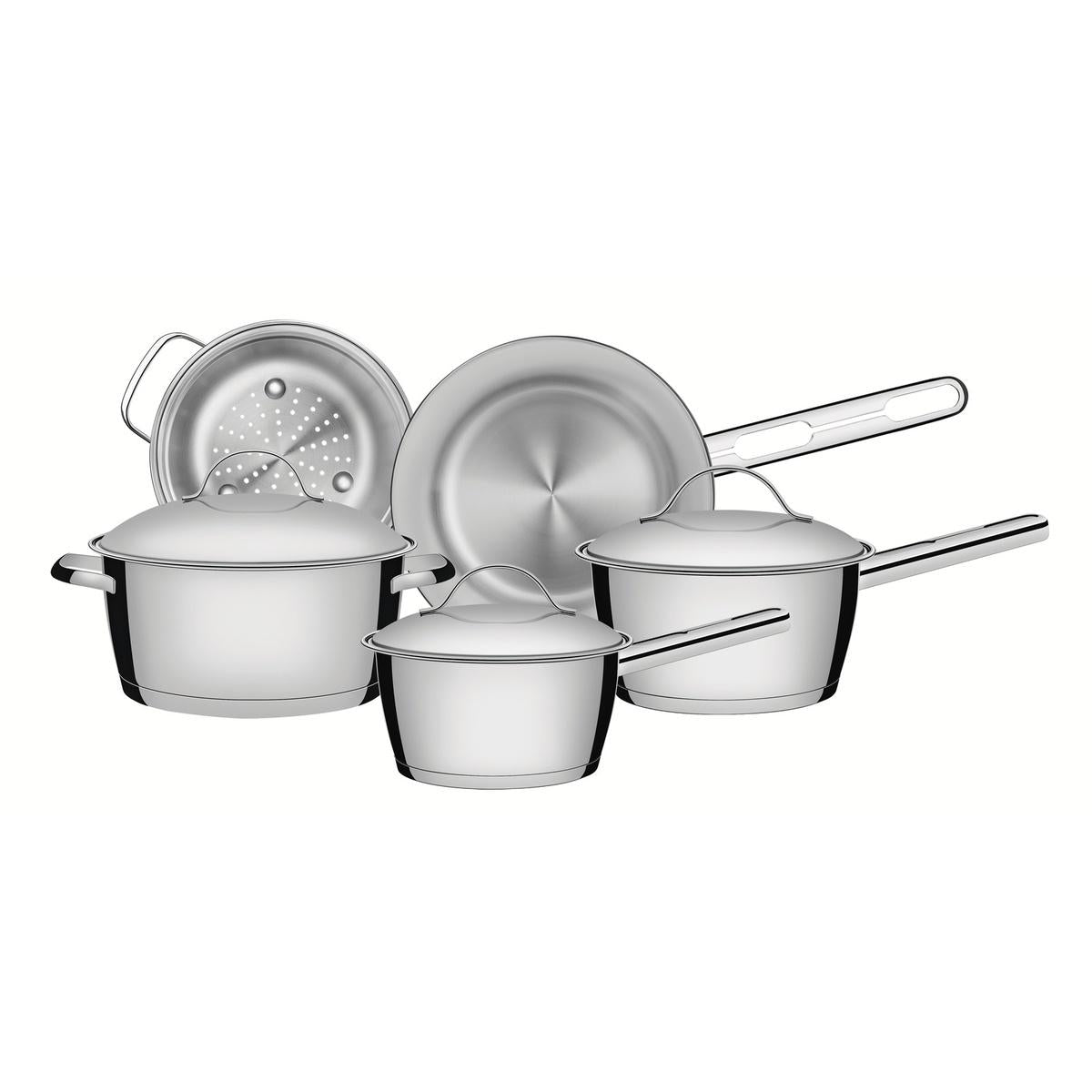 Jogo De Panelas Tramontina Allegra Aço Inox Fundo Triplo 5 Peças Indução