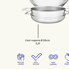 Jogo De Panelas Tramontina Brava Aço Inox Fundo Triplo 5 Peças Indução 260°C
