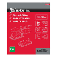 Folha de Lixa para Metal Base D´Água P100 230x280mm 10 Peças MTX 7560855