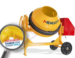 Betoneira 400L Rental Com Motor Trif 2Cv 380V 60Hz 4P Com Roda Maciça Menegotti
