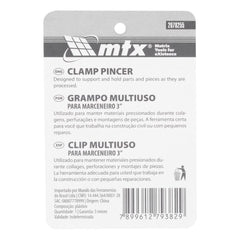 Grampo Multiuso Para Marceneiro 3Pol MTX Com Braçadeira Mola 32mm Plástico Resistente