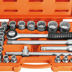 Maleta Soquetes Estriados 22 Peças 1/2'' Tramontina PRO Aço Cromo Vanádio Sistema Hyper Drive