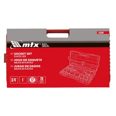 Jogo de Soquete Encaixe 3/4'' 21-65mm 26 Peças Caixa Metálica MTX 135399