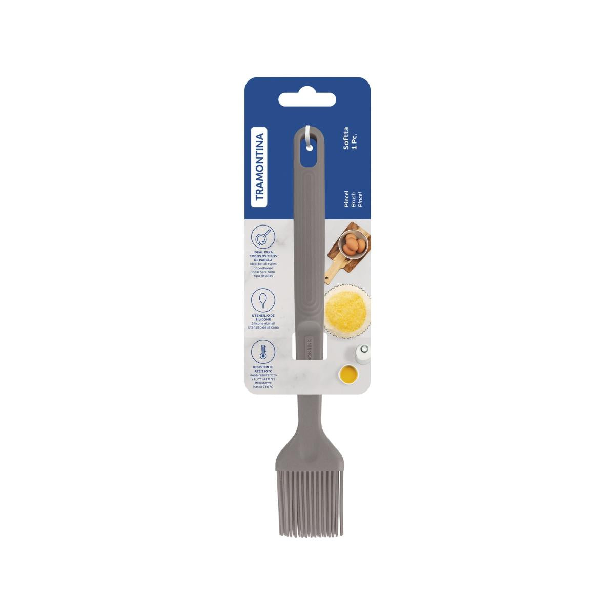 Pincel Culinário Tramontina Softta De Silicone Cinza 210 Graus Celsius Resistente Antiaderente