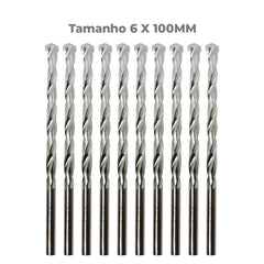 Kit com 10 Broca Concreto 6 x 100 mm Tradestar